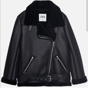 Black zara jacket (biker coat)